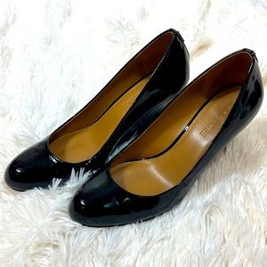 Coach black patent leather wedge size 8.5